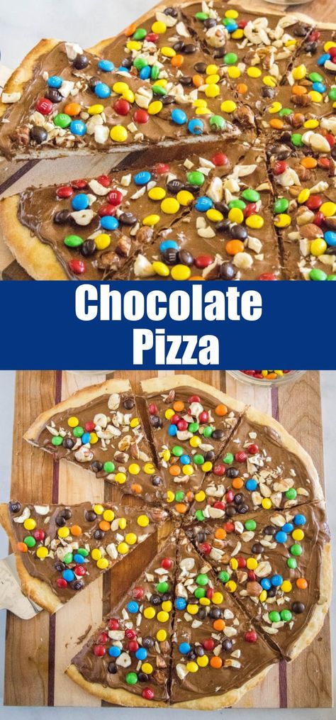 Chocolate Dessert Pizza, Easy Chocolate Dessert, Dessert Pizza Recipes, Sweet Pizza, Chocolate Pizza, Healthy Pizza Recipes, Nutella Desserts, Easy Chocolate Desserts, Pizza Cake