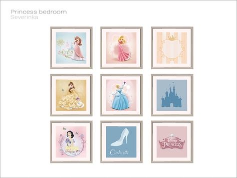 Disney Princess paintings Found in TSR Category 'Sims 4 Paintings & Posters' Disney Princess Paintings, Bedroom Princess, Princess Painting, Toddler Painting, Princess Nursery, Sims 4 Bedroom, Sims 4 Clutter, Disney Paintings, The Sims 4 Packs