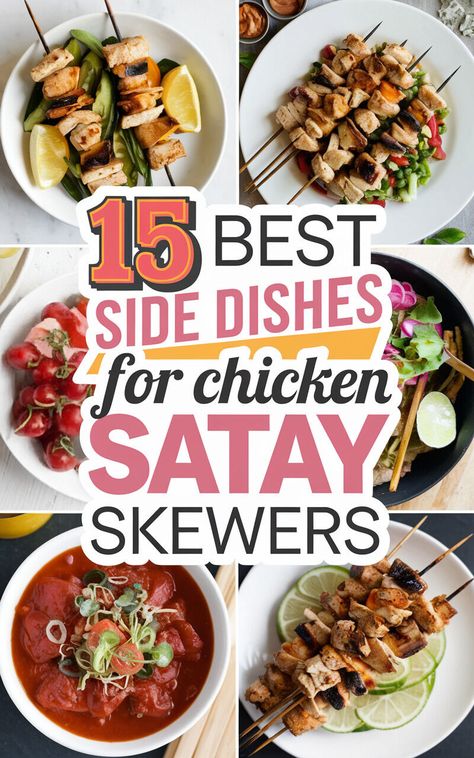 Get Creative in the Kitchen with These Delicious Side Dishes for Chicken Satay! 🍴🍅 #FoodieFun #CookingInspiration #YumYum Thai Mango Salad, Satay Skewers, Grilled Vegetable Skewers, Chicken Satay Skewers, Glass Noodle Salad, Delicious Side Dishes, Vegetable Skewers, Side Dishes For Chicken, Massaman Curry