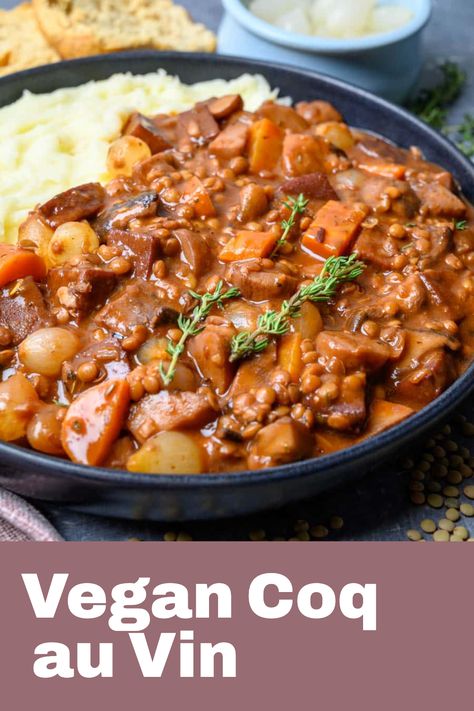 Vegan French Food Recipes, Vegan French Recipes, Vegan Cocotte, French Foods, French Dinner, Tofu Chicken, French Green Lentils, Dinner Experience, Vegan French