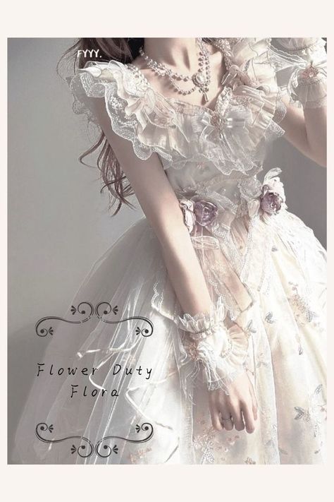 White Princess Dress Aesthetic, Pure White Outfit, White Dress Aesthetic, Lolita Outfit, Lolita Outfits, Kawaii Fashion Outfits, Beautiful Costumes, Dress Aesthetic, Ballroom Dress