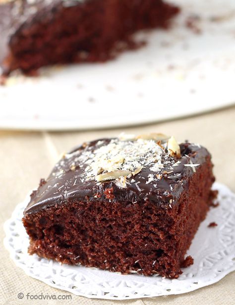 Chocolate Cake Recipe (Eggless) With Step By Step Photos - Vegan Cake - No Butter, No Condensed Milk Eggless Vanilla Sponge Cake, Cake At Home, Eggless Chocolate Cake, Eggless Cake Recipe, Eggless Recipes, Eggless Baking, Eggless Cake, Vanilla Sponge, Loaf Cake