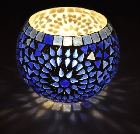 Mosaic Candle Holders Diy, Tea Candle Holder, Mosaic Candle Holders, Mosaic Candle, Tea Light Candle Holders, Turkish Mosaic Lamp, Tea Candle Holders, Teal Light, Diwali Diya