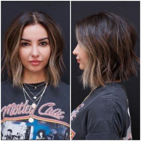 Short Brown Hair Balayage Money Piece, Dark Brown Hair With Money Piece Lob, Brunette Bob Money Piece, Dark Hair Money Piece Bob, Brown Bob With Money Piece, Dark Brown Bob With Money Piece, Brunette Balayage Hair Short, Brown Bob, Short Ombre Hair