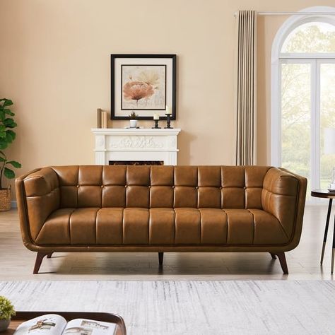 Modern Tufted Sofa, Wood Dining Room Set, Affordable Dining Room Sets, Mod Furniture, Genuine Leather Sofa, Dried Eucalyptus, Modern Style Furniture, Square Arm Sofa, Mid Century Modern Sofa