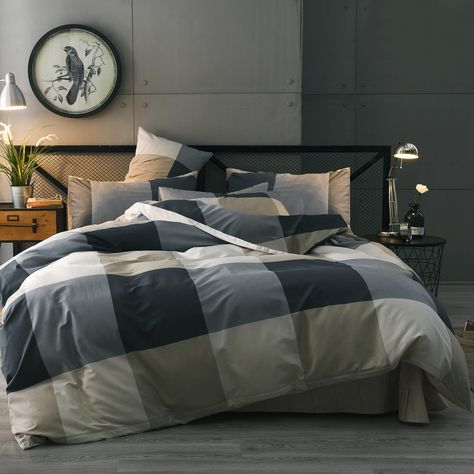 PRICES MAY VARY. Polyester ★【Unique Design&A Perfect Holiday Gift】--The full size geometric checkered plaid pattern comforter set design of this modern style bedding set updates any bedroom decor with the feel as if you are on a relaxing vacation, the stylish bedding gives your bedroom a modern and chic update. Perfect for daughter, son, husband, wife, kid, friend, guest, family, also a GREAT GIFT for weddings, birthdays, Mother’s Day, Valentine’s Day, homecoming, Christmas, holidays and more. ★ Checkered Bedding, Boys Duvet Cover, Plaid Duvet Cover, Plaid Comforter, Plaid Bedding, Full Bedding Sets, Striped Duvet Covers, Full Duvet Cover, Luxury Bedding Collections