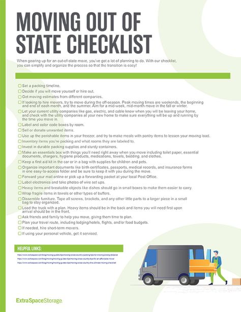 Out Of State Move Checklist, Moving Out Of State Checklist Printable, Move Out Of State Checklist, Things To Consider When Moving Out Of State, Cross Country Move Timeline, How To Move Cross Country, Cross Country Moving Checklist, Planning To Move Out Of State, Moving Cross Country Checklist