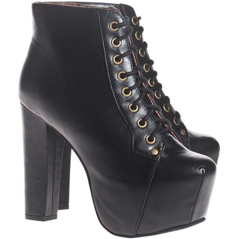 JEFFREY CAMPBELL Lita Clean Black Platform ankle booties (1.300 ARS) ❤ liked on Polyvore Black High-top Punk Heeled Boots, Punk Ankle-high Platform Heeled Boots, Punk Leather Ankle-high Heels, Punk Ankle-high Heeled Boots With Reinforced Heel, Punk Chunky Platform Ankle-high Heels, Latest Fashion Shoes, Jeffrey Campbell Lita, Chunky Heel Booties, Black Lace Up Boots