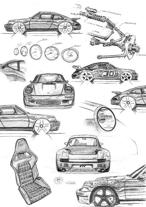 Porsche Tattoo, Ruf Ctr, Ruf Automobile, F1 Wallpaper Hd, Cool Car Drawings, Racing Car Design, Car Artwork, Exotic Sports Cars, Car Design Sketch