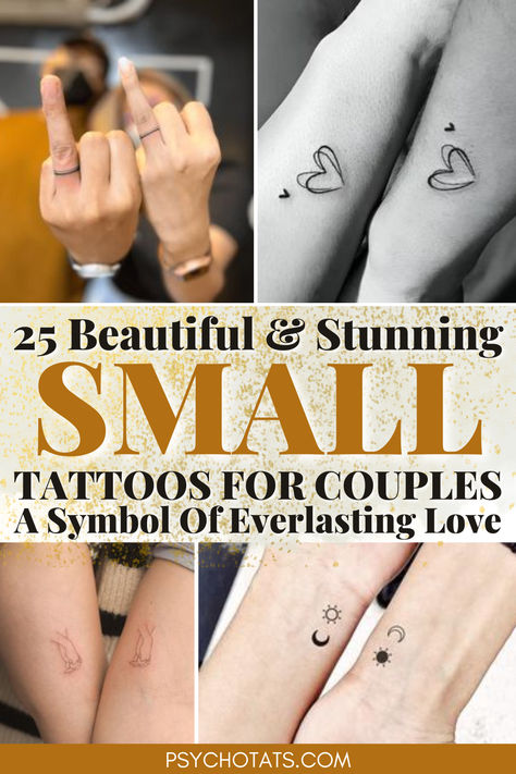 small tattoos for couples truly in love Small Meaningful Couple Tattoos, Small Husband And Wife Tattoos Simple, Small Marriage Tattoos, Couples Tatoos Married, Tiny Couple Tattoos Meaningful, Tattoos For Soulmates, Tiny Couples Tattoos, Couples Tattoos Meaningful, True Love Tattoo Ideas