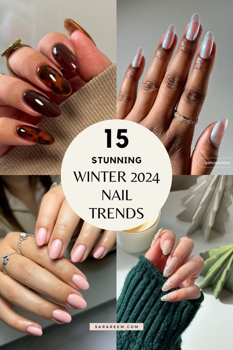 Discover the must-try Winter 2024 nail trends and nail color trends! From timeless classics like deep red and emerald green to modern glass nails and shimmer French tips, this season’s trends offer something for everyone. Embrace rich jewel tones, soft pinks, and bold animal prints that capture the essence of winter. Get inspired with chic nail designs and cozy colors that make a statement all season long. Save this guide for the latest in Winter 2024 - 2025 nail inspo! #Winter2024NailTrends Winter Nail Trends 2025, Corporate Nails Almond, Popular Nails Design, Velvet Nail Designs, 2025 Winter Color Trends, Nail Design Winter 2024, Neutral Nails 2024 Trends, Short Almond Nails January, Winter Long Nail Designs