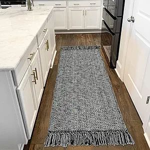 Collive Hallway Runner Rug, 2' x 6' Hand-Woven Reversible Washable , Black Cotton Modern Farmhouse Laundry Room Rug Long Carpet for Bathroom Sink Foyer Bedroom Modern Farmhouse Laundry, Boho Hallway, Modern Farmhouse Laundry Room, Laundry Room Rug, Long Carpet, Boho Runner Rug, Bathroom Runner Rug, Entryway Runner, Runner Rug Entryway