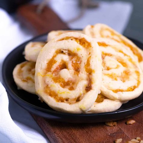 These apricot pinwheel cookies are loaded with apricot flavor. They contain diced dried apricot and jam along with diced walnuts. YUMMY! Apricot Pinwheel Cookies, Apricot Roll Recipe, Chocolate Pinwheel Cookies Recipe, Apricot Cookies Recipe, Caramel Oatmeal Cookies, Applesauce Oatmeal Cookies, Caramel Apple Oatmeal Cookies, Apricot Cookies, Caramel Oatmeal