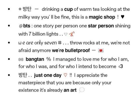 Bts Bios Ideas, Bangtan Quotes, Twitter Bio, Bio Ideas, First Story, Instagram Bio, The Masterpiece, Bts Army, On Tumblr