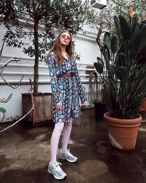 13 New Ways to Wear a Dress with Sneakers | Who What Wear UK Tights With Sneakers, Dress With Tights And Sneakers, Ways To Wear A Dress, Geek Chic Outfits, Tights And Sneakers, Dress Outfits Party, Tights Outfits, Midi Dress Work, Ootd Instagram