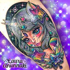 Laura Anunnaki, Cat Logo Design, Skull Girl Tattoo, Gem Tattoo, Unicorn Life, Tattoos With Kids Names, Unicorn Tattoos, Witch Tattoo, Fantasy Tattoos