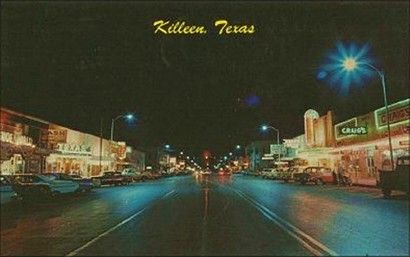 Killeen, Texas downtown at night Killeen Texas, Fort Hood, Military Base, Message Boards, Iconic Landmarks, World Traveler, Vintage Images, Getting Out, Travel Fun