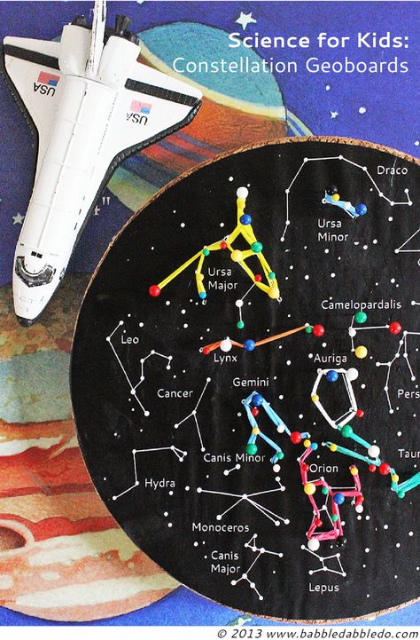 Make a simple constellation geoboard for a great kids astronomy project. This tutorial includes a template/instructions for making a Constellation Geoboard. Outer Space Crafts For Kids, Homeschool Astronomy, Outer Space Crafts, Stem Activities Kindergarten, Babble Dabble Do, Space Activities For Kids, Space Crafts For Kids, Kid Science, Space Activities