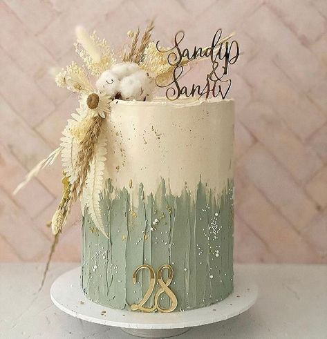 Naked Birthday Cake, Green Birthday Cakes, Desert Plains, Boho Cake, Birthday Cakes For Teens, Boho Desert, Beautiful Cake Designs, Green Cake, 18th Birthday Cake