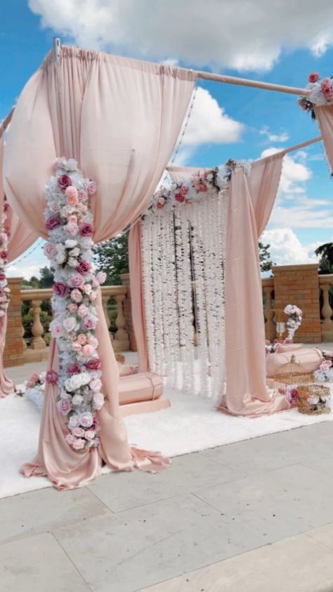 nkdecor_official on Instagram: 'The Wedding Tales ' Who else is looking forward to outdoor weddings 💕💕 Emelia Setup 💕 @kavierevents x @asianbridalgallery Wedding… Nikah Setup At Home, Nikkah Wall, Outdoor Nikkah Setup, Nikkah Setup At Home, Nikah Setup, Nikkah Decor Ideas, Nikkah Setup, Outdoor Nikkah Decor, Outdoor Nikkah