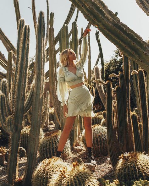 Cactus Photoshoot, Desert Fashion Editorial, Arizona Photoshoot, Kylie Katich, Desert Photoshoot Ideas, Desert Shoot, Mint Outfit, Vasquez Rocks, Utah Trip