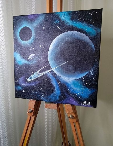 Galaxy Art Painting, Galaxy Painting Acrylic, Planet Painting, Space Painting, Canvas Painting Designs, Galaxy Painting, Painting Art Lesson, Galaxy Art, Small Canvas Art