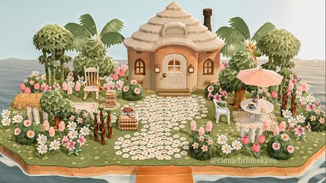 Hhp Acnh Ideas Eloise, Cozy Lake House, Acnh Spring, Acnh Hhp, Cottagecore Animal Crossing, Acnh Cottagecore, Animals Crossing, Animal Crossing Guide, Happy Home Designer