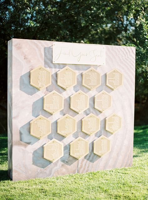 Hexagon Seating Chart, Large Installation, Wedding Ideas For Summer, Outdoor Wedding Ideas, Bohemian Weddings, Patterned Wallpaper, Acrylic Overlay, April Flowers, Beautiful Outdoor Wedding