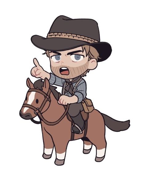 Rdr Drawing, Rdr2 Stickers, Red Dead Redemption 2 Arthur Morgan, Red Dead Redemption Fanart, Chibi Cowboy, Red Dead Redemption 2 Fanart, Arthur Morgan Fanart, Rdr2 Art, Cowboy Drawing