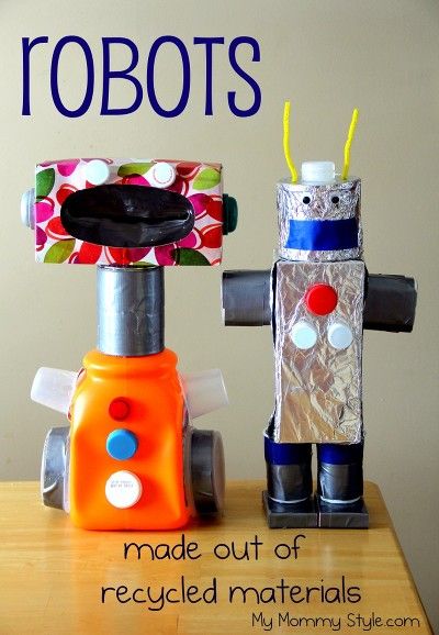 30 creative art projects using recycled materials - My Mommy Style Recycled Crafts Kids Projects, Recycling Projects For Kids, Recycling For Kids, Robot Craft, Recycled Toys, Recycled Robot, Recycled Crafts Kids, Recycled Art Projects, Marble Run