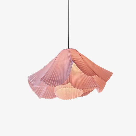 Coral Pleats Pendant Lamp Fabric Pendant Light, Serene Aesthetic, Colorful Lamp, Fabric Folds, Color Gradients, Coral Reefs, Outdoor Pendant, Edison Bulb, Diffused Light