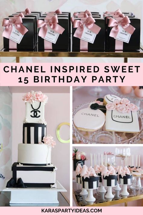 Chanel 30th Birthday Ideas, Chanel Bday Party Ideas, Chanel 1st Birthday Party, Coco Chanel Theme Birthday Party, Chanel 50th Birthday Party Ideas, Chanel Themed Party, Chanel Sweet 16 Ideas, 40th Theme Party Ideas Women, Chanel Party Theme Decoration