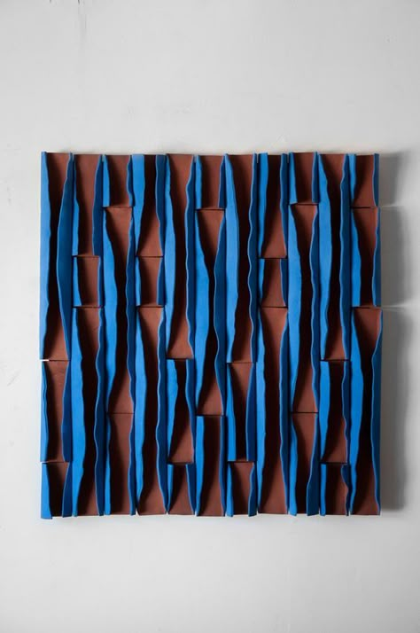 Waves In Blue by Ben Medansky | Artwork Archive Abstract Painting Diy, Dimensional Wall Decor, Props Art, Blue Artwork, Ceramic Artwork, Lighting Lamp, Big Art, Ceramics Ideas Pottery, 3d Wall Art