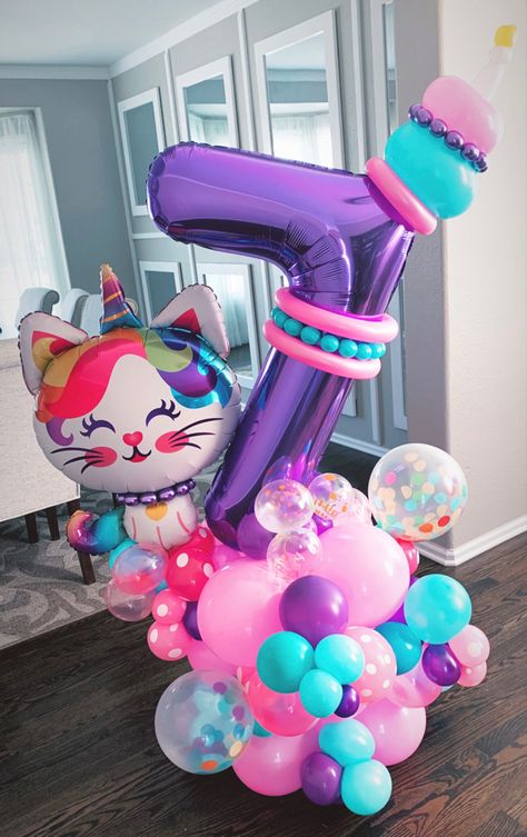 Gabbys Dollhouse Balloon Decor, Gabby Dollhouse Balloons, Gabby Dollhouse Balloon, Gabbys Dollhouse Balloon Arch, Gaby Dollhouse Party Ideas, Gabbys Dollhouse Birthday Party, Gabby Cat, Sprinkles Birthday Party, Kitten Birthday Party