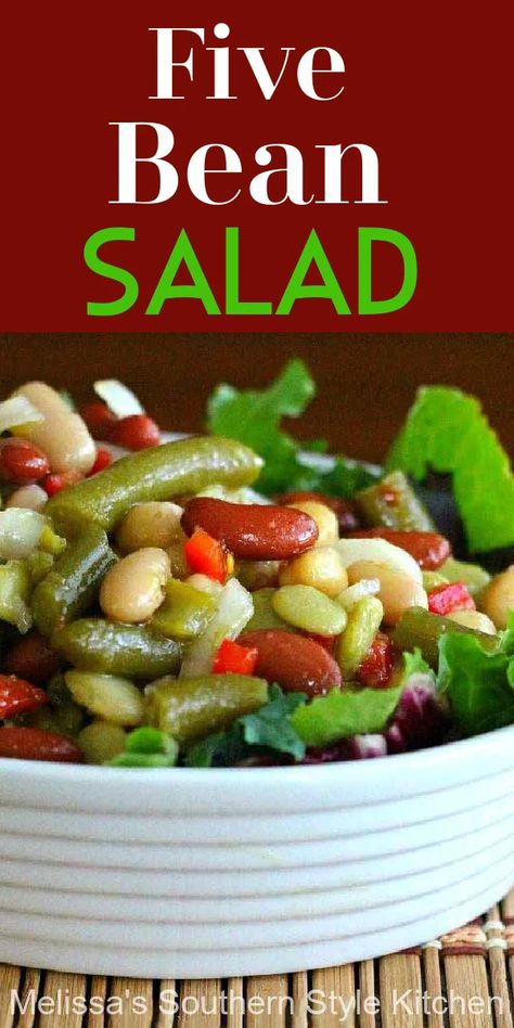 Five Bean Salad Bean Salad Recipes Healthy, 5 Bean Salad, Five Bean Salad, True Refrigerator, Three Bean Salad, Fresh Salad Recipes, Bean Salad Recipes, Bbq Food, Best Salad Recipes