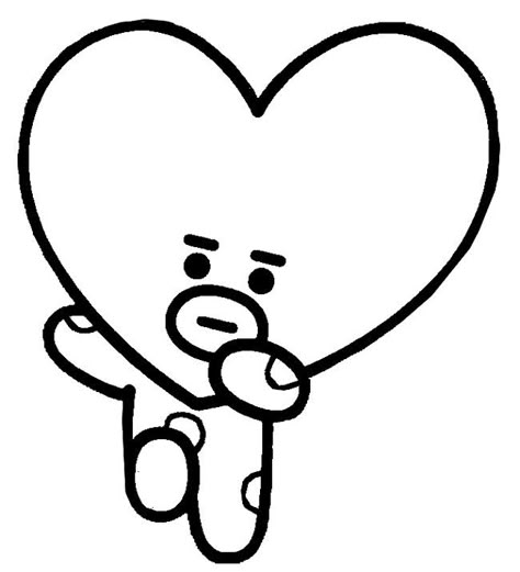 Bt21 Tata Drawing, Bt21 Line Art, Tata Bt21 Drawing, Bt 21 Drawing, Tata Drawing, Bt21 Coloring Pages, Bts Coloring Pages, Bt21 Drawing, Cute Coloring Pages Aesthetic