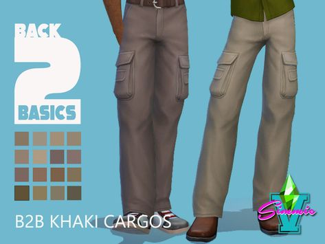 Sims 4 — SimmieV B2B Khaki Cargos by SimmieV — Cargo pants should be in khaki. Now they are! B2B has a range of 16 Sims 4 Cc Mens Cargo Pants, Sims 4 Cargo Pants, Sims 4 Cc Cargo Pants, Mens Cowl Neck Sweater, Mint Green Outfits, Cc Clothing, Sims 4 Cc Hair, Cc Packs, Boys Cargo Pants