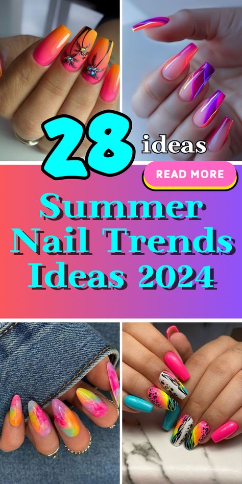 28 Ideas Summer Nail Trends 2024: Bold Colors, Elegant Art & Simple Designs Neon Flames, Bright Acrylic Nails, Vibrant Nail Colors, Bright Summer Nails Designs, Bright Nail Art, Crazy Nail Designs, Neon Nail Designs, Fun Summer Nails, Acrylic Nails At Home