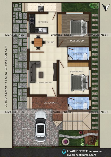 850 Sq Ft House Floor Plans, 5 Bhk House Plan, 850 Sq Ft House, 2bhk Plan, Plan Rendering, House Floor, Kid Spaces, House Floor Plans, House Plan