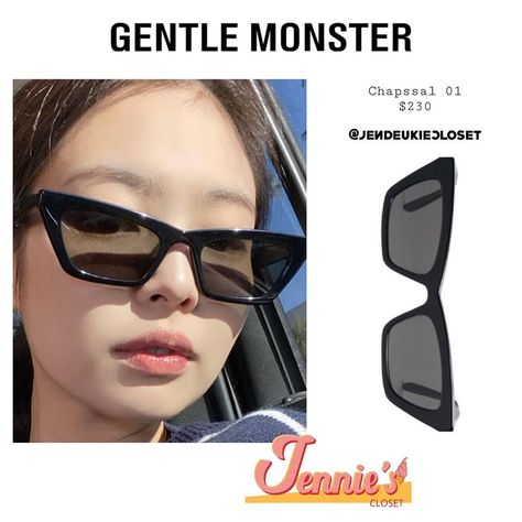 Blackpink Glasses, Jennie Glasses, Jennie Sunglasses, Mejiwoo Fashion, Korean Sunglasses, Kpop Items, Black Pink Style, Jennie Style, Gentle Monster Sunglasses