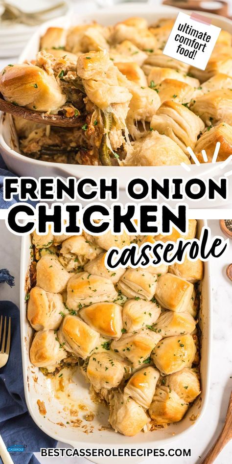 Looking for an easy and delicious chicken casserole recipe? Try this French onion chicken bake! It's packed with flavor and comes together in just a few simple steps. Plus, it's perfect for feeding a hungry crowd. Chicken casseroles, Spring meals, Mothers day dinner ideas. Mother’s Day Food Dinner, Casserole Recipes For Family, Mothers Day Dinner Ideas, French Onion Chicken Casserole, Onion Chicken Casserole, Freezer Casseroles, Chicken Bakes, Best Casserole Recipes, Spring Recipes Dinner