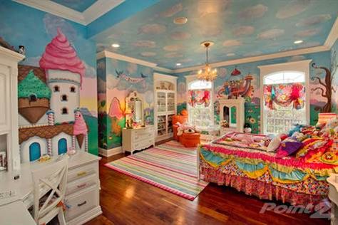 This needs to be my room-candyland Candyland Room, Ohio Homes, Florida Mansion, Pirate Room, Video Game Room Design, Pool Waterfall, Candyland Party, Resort Style Pool, Tropical Resort