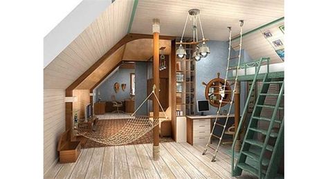 Bateau pirate, ambiance de princesse ou de fée... Découvrez 20 chambres d'enfants qui ont de quoi faire rêver petits et grands ! Cool Kids Rooms, Kids Room Ideas, Awesome Bedrooms, Boys Bedrooms, Kids Room Design, Boys Bedroom, Dream Rooms, Play Room, Cool Rooms