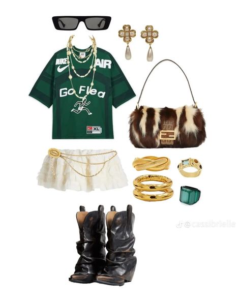 Astroworld Outfit Ideas, Green Outfit Concert, Rap Concert Outfit Ideas Hip Hop, Concert Outfit Green, Green Concert Outfit, Black And Green Outfit, Demure Outfit, Rap Concert Outfit, Green Outfits