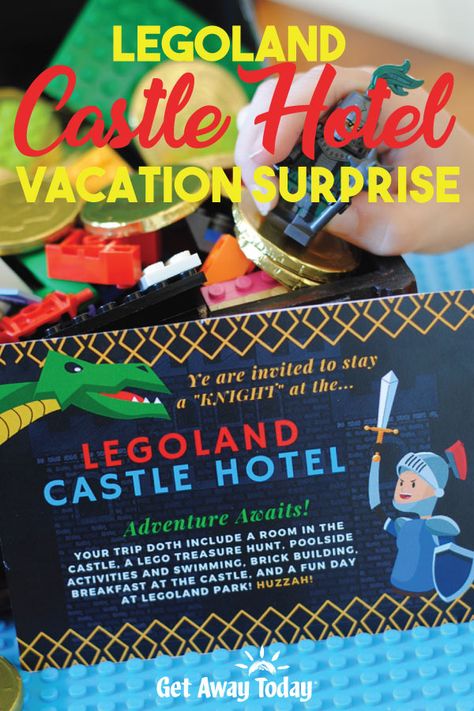 LEGOLAND Castle Hotel Vacation Surprise || Get Away Today #legoland #LEGO #vacation Surprise Vacation, Boarding Pass Template, Hotel Vacation, Legoland Florida, San Diego Vacation, Lego Activities, Castle Hotel, Vacation Tips, Family Ideas