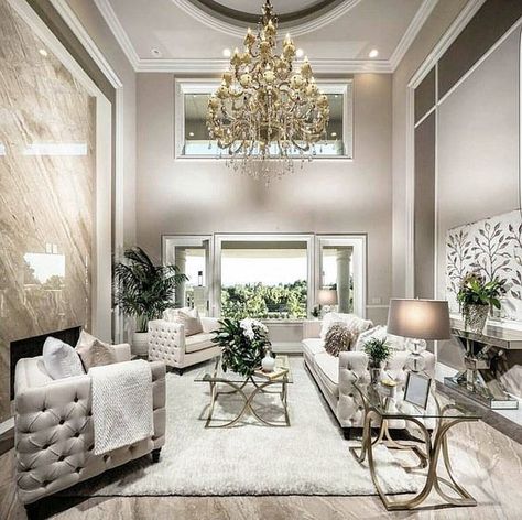 ♡ ᒪOᑌIᔕE ♡ Glamorous Living Room Decor, Glamour Living Room Decor, Living Room Glam, Interior Design Styles Quiz, Modern Glam Living Room, Glamorous Living Room, Glamorous Living, Glam Living Room Decor, Glam Living