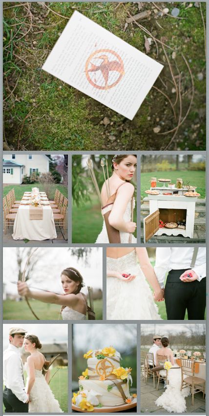 hunger games wedding Hunger Games Themed Wedding, Hunger Games Wedding Theme, Hunger Games Wedding, Hunger Games Party, Different Wedding Ideas, Games Wedding, Birthday Plans, Hunter Games, Geek Wedding