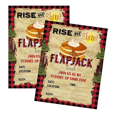 Amazon.com: Silly Goose Gifts Rise and Shine It's Flapjack Time Pancake Themed Party Decorations (Invitation): Gateway Flannel And Flapjack Party, Goose Gifts, Silly Goose, Ffa, Rise And Shine, Gift Decorations, Themed Party, Home Kitchen, Party Themes