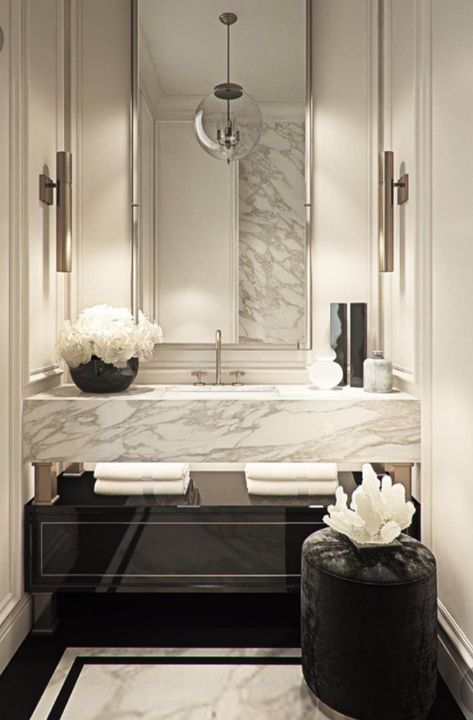 Manchester Flat, Bathroom Luxury Modern, تصميم دورة مياه, Luxury Bathroom Vanities, Lantern House, Ashley Stark, Modern Powder Rooms, Unique Furniture Design, Bathroom Decor Luxury