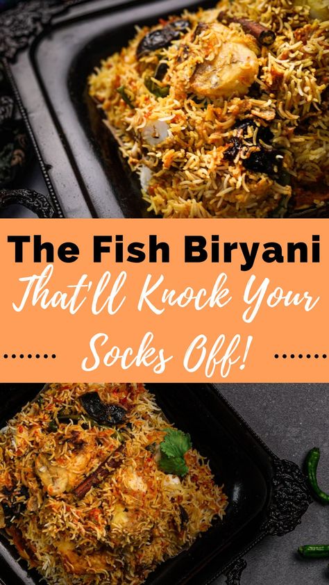 Fish Biryani Recipe Pakistani, Indian Byriani, Pakistani Fish Recipes, Fish Breyani Recipes, Fish Indian Recipes, Tandoori Fish Recipe, Shrimp Biryani Recipe, Fish Biryani Recipe Indian, Fish Rice Recipe